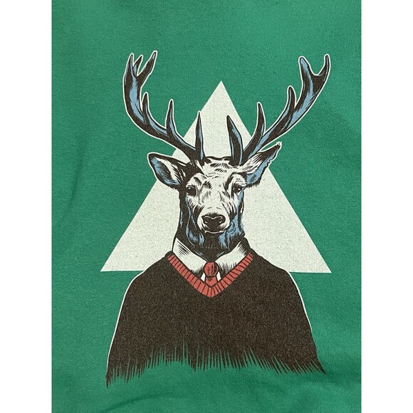 Hipster Reindeer Ugly Christmas Sweatshirt Size M Medium Unisex Holiday Funny - Picture 2 of 7